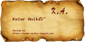 Keler Anikó névjegykártya